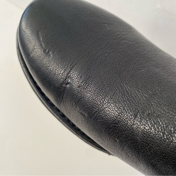 FRYE Veronica black leather silver buckle top detail flat short ankle boots - Picture 11 of 11